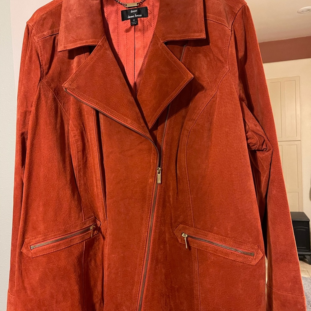 Dennis basso burnt orange suede jacket
